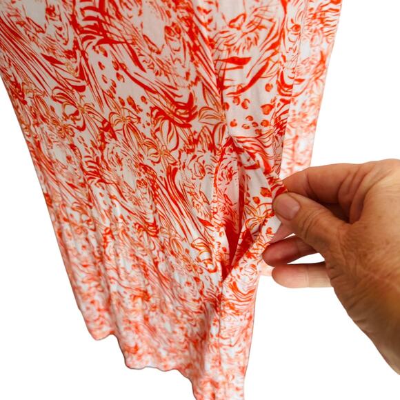 Stewart Simmons XL/XXL Orange and White Tiger Cap Sleeve Knit Dress Pockets NEW - Picture 3 of 8